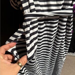 Chic Black and White Striped Dress